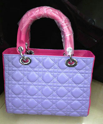 lady dior lambskin leather bag 6322 light purple&rosered